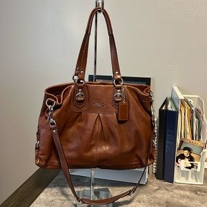 Coach brown leather shoulder bag